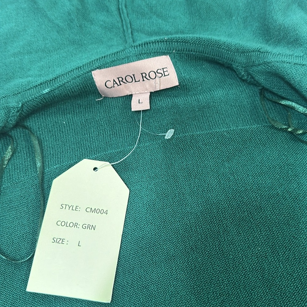 CAROL ROSE Large Green Hooded Cardigan - Picture 13 of 14